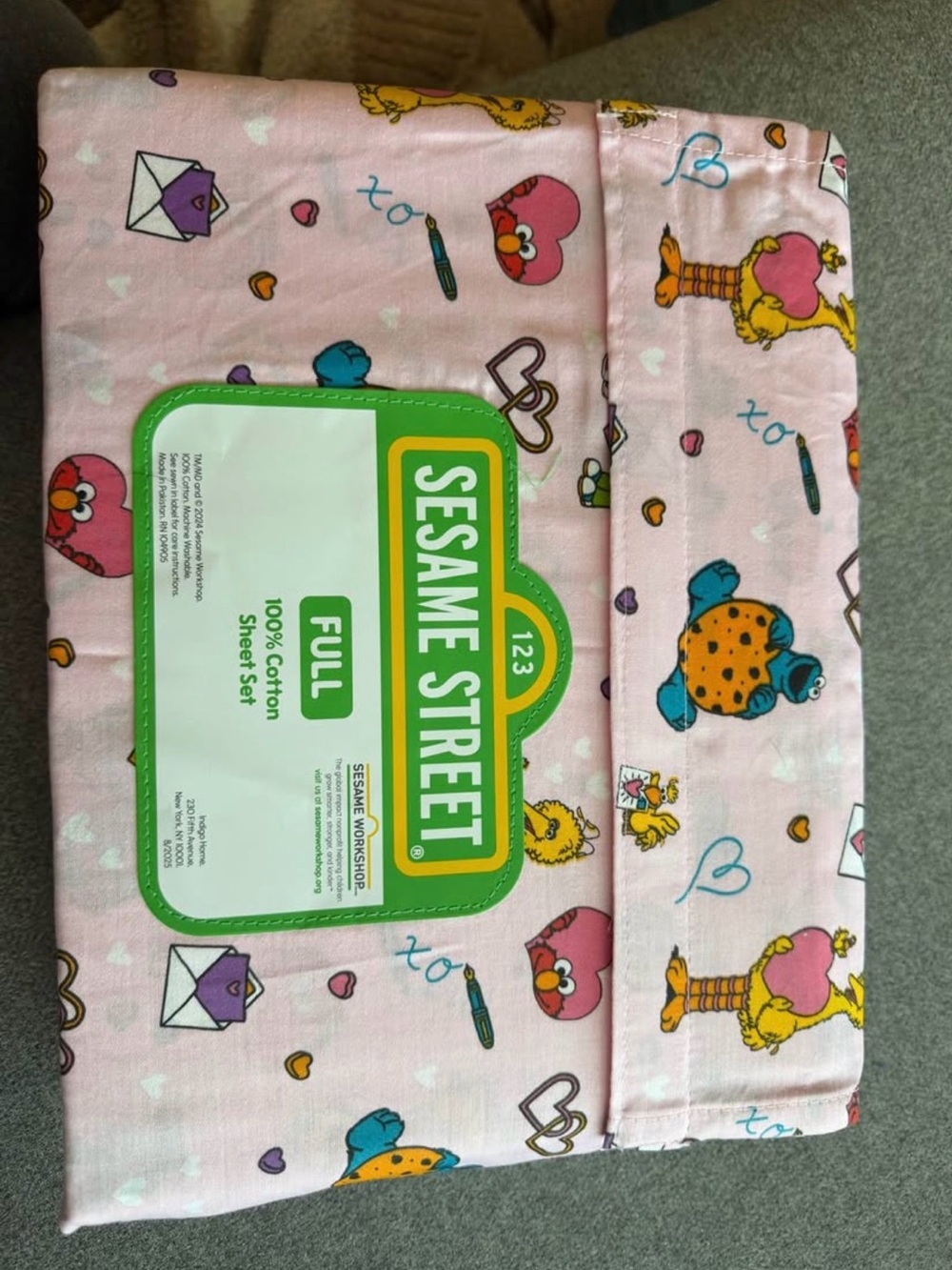 Sesame Street Kids Pink Full Cotton Sheet Set - Character Print